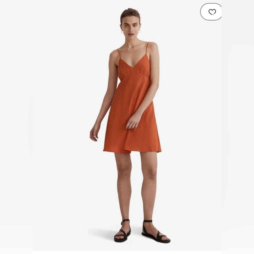 Madewell Layton Mini Slip Dress In Copperwashed Orange Sz 2 NWT